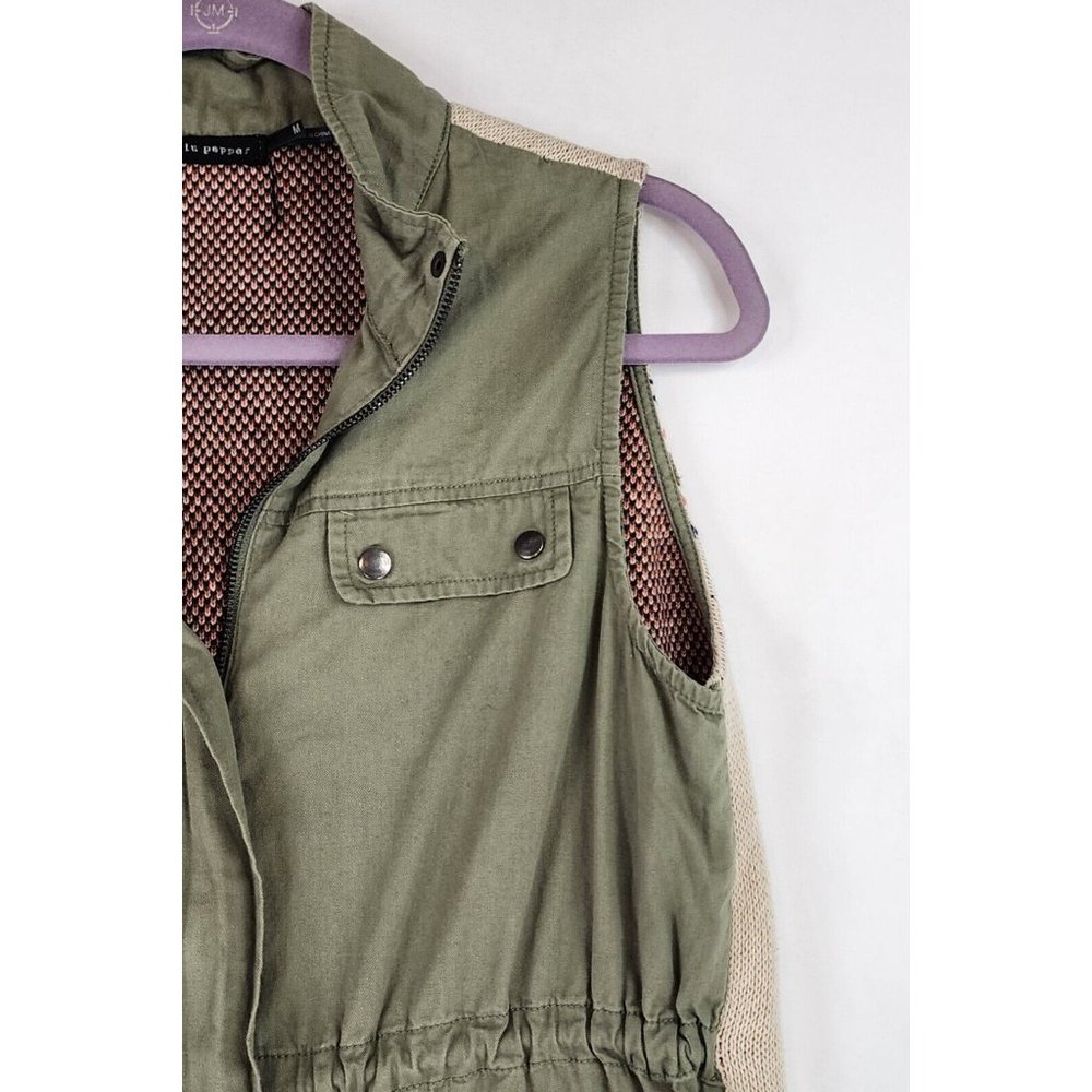 Blue Pepper Vest Womens Medium Green Cinched Southwestern Aztec Cargo Sweater - Picture 9 of 12